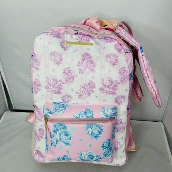 Luv BETSEY JOHNSON Pink Floral Backpack Rose Print Bag LBSTUDY Crossbody Purse main image 4